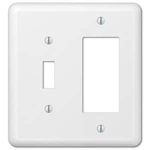 Declan 2-Gang White 1-Toggle/1-Rocker Stamped Steel Wall Plate