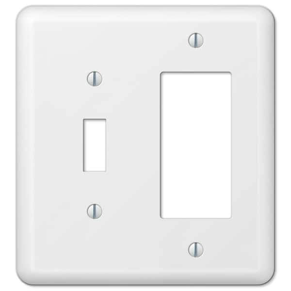 AMERELLE Declan 2-Gang White 1-Toggle/1-Rocker Stamped Steel Wall Plate