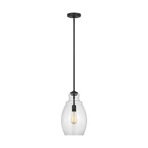 Marino by Sean Lavin 1-Light Midnight Black Pendant Light with Clear Glass Shade, No Bulbs Included