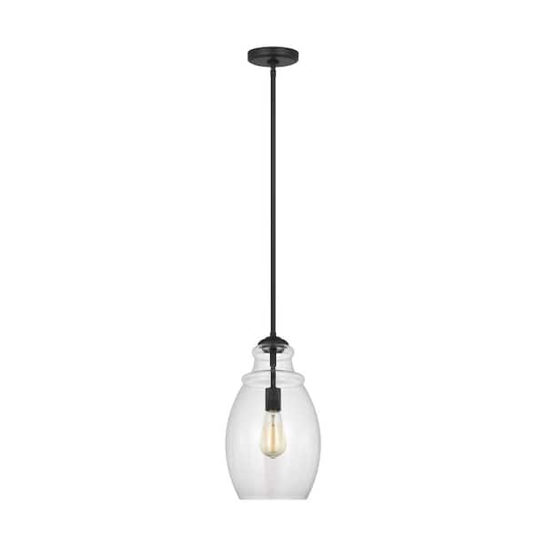 Generation Lighting Marino by Sean Lavin 1-Light Midnight Black Pendant Light with Clear Glass Shade, No Bulbs Included