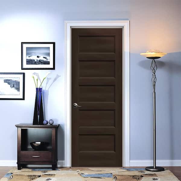 30 in. x 80 in. Conmore Espresso Stain Smooth Solid Core Molded Composite Single Prehung Interior Door