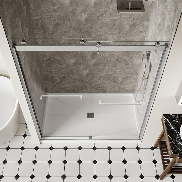 aco♡ ACE DECOR 56-60 in. W x 74 in. H Frameless Sliding Shower Door for
