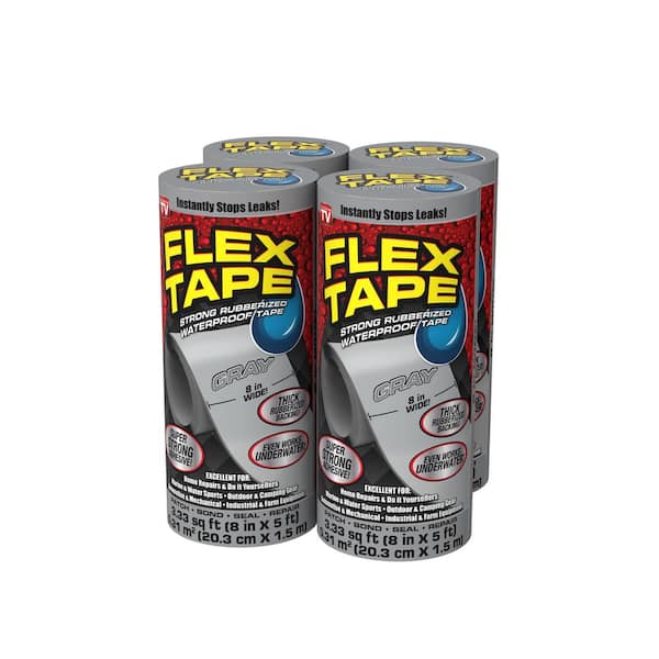 Flex Seal Family of Products Flex Tape Clear 4 in. x 5 ft. Strong Rubberized Waterproof Tape (4-Piece)