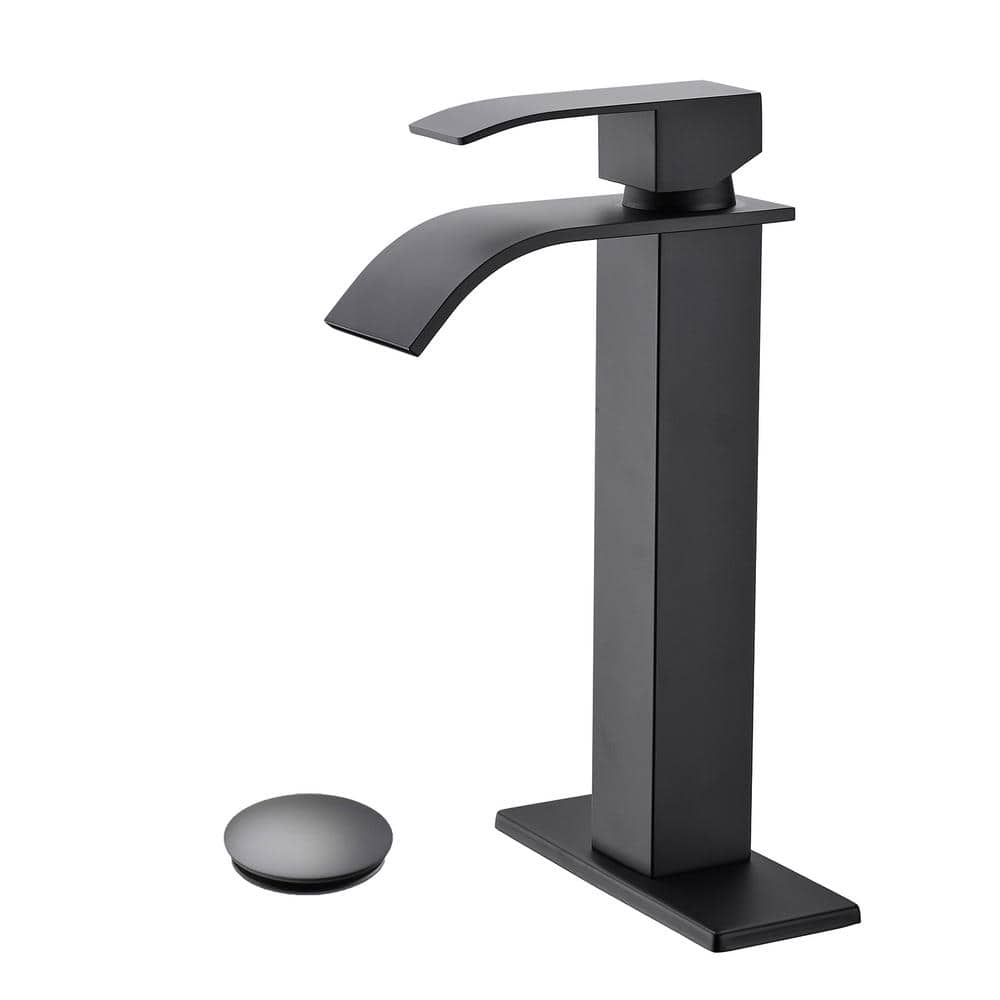 Single Handle Bathroom Vanity Sink Faucet in Black Matte Black, Stainless S