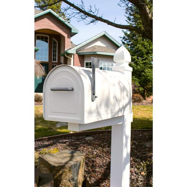 Architectural Mailboxes Reliant White, Large, Steel, Locking, Post