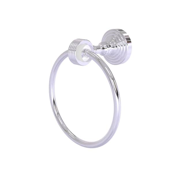 Allied Brass Pacific Grove Wall Mounted Towel Ring with Groovy Accents in Polished Chrome
