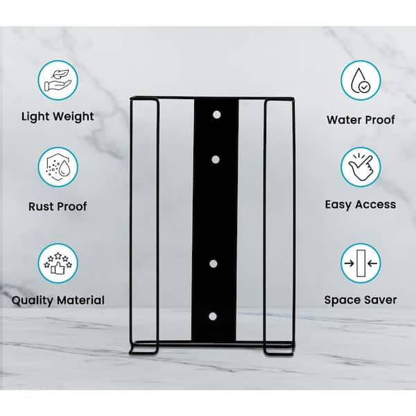 Black Quad Box Capacity Wire Steel Wall Mount Glove Box Dispenser (2-Pack)