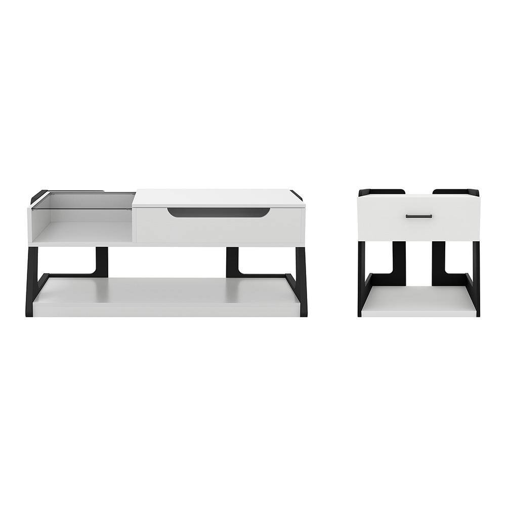 Oakley White and Black Composite Coffee and End Table Set