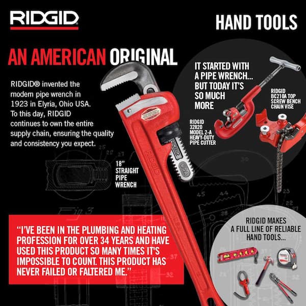 RIDGID 1/8 in. to 2-1/2 in. Pipe Capacity, Top-Screw Bench Chain