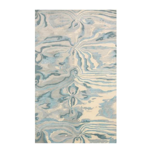 EORC Blue 5 ft. x 8 ft. Hand-Tufted Wool/Viscose Palermo Area Rug