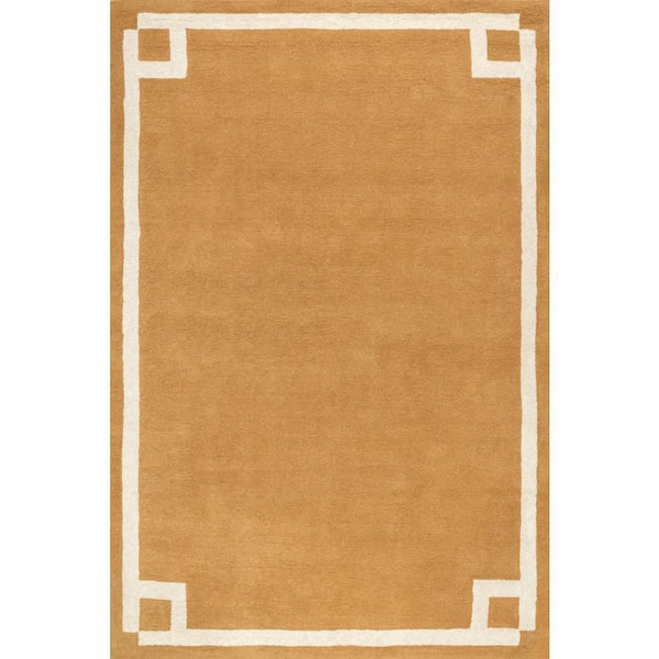 Grace Bordered Wool Area Golden Yellow 3 ft. x 8 ft. Indoor Runner Rug