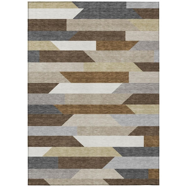 Chantille Machine Washable Indoor/Outdoor Abstract ACN3113 Chocolate 10 ft. x 14 ft. Area Rug
