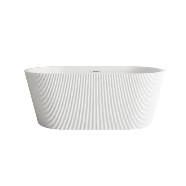 Unbranded Timeless Home 59 in. x 29 in. Soaking Bathtub with Center Drain in Glossy White with Chrome Trim