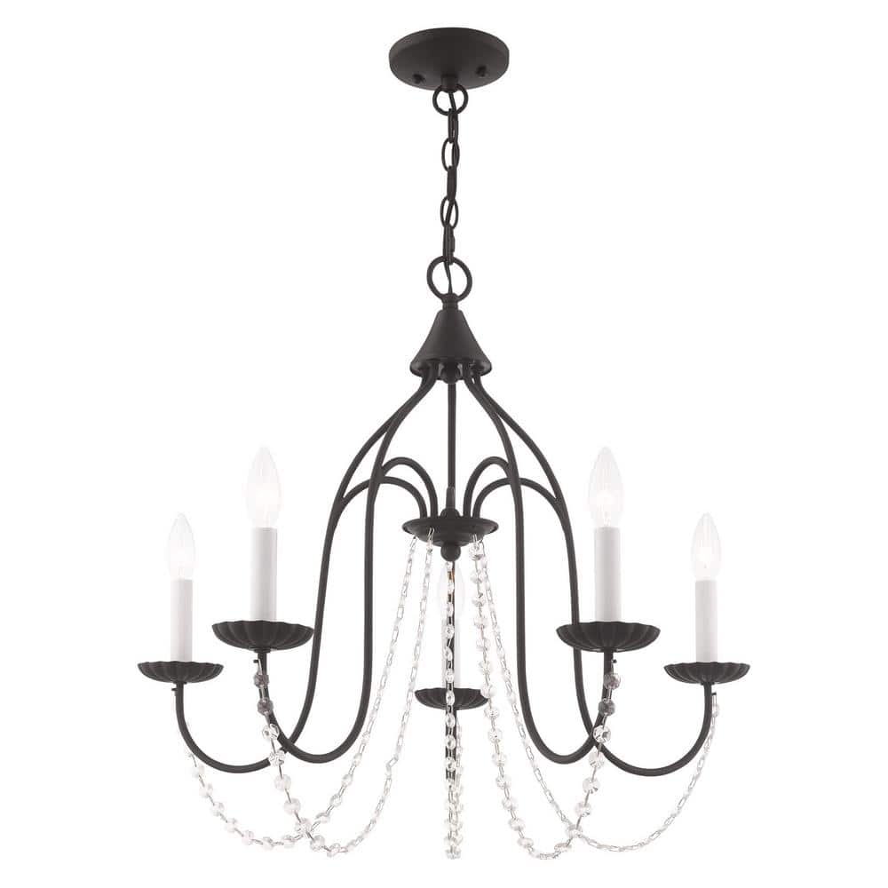 Mini Alessia 5-Light Black Crystal Chandelier