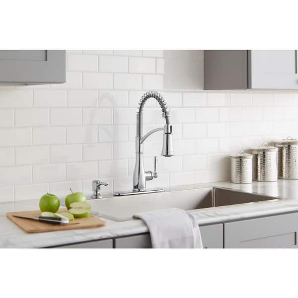 Mandouri Single-Handle Spring Pull Down Kitchen Faucet w/ TurboSpray FastMount 