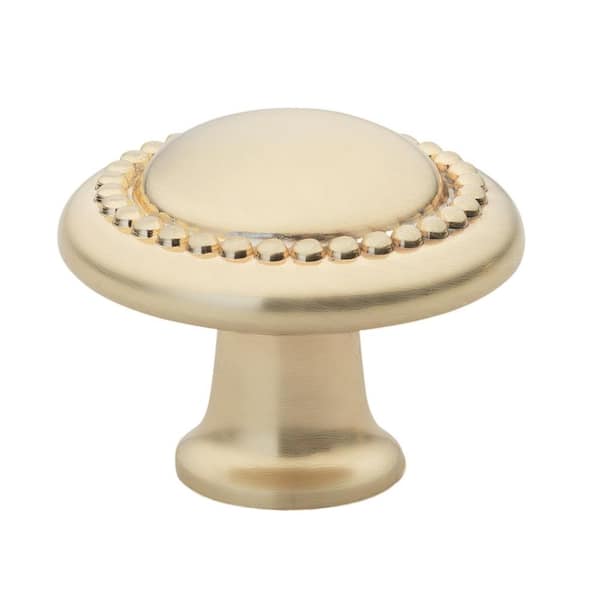 GLIDERITE 1-1/4 in. Champagne Gold Finish Round Beaded Cabinet Knob (10-Pack)