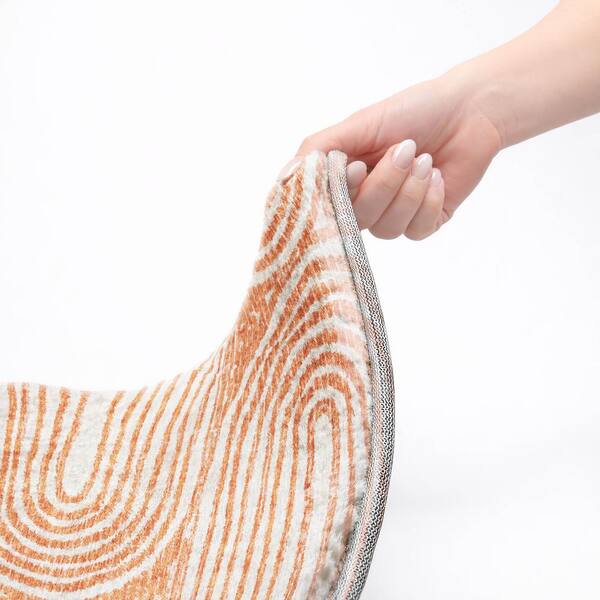 Dream Shag Premium Machine Washable Abstract ADS540 Salmon 2 ft. x 7 ft. Runner Rug