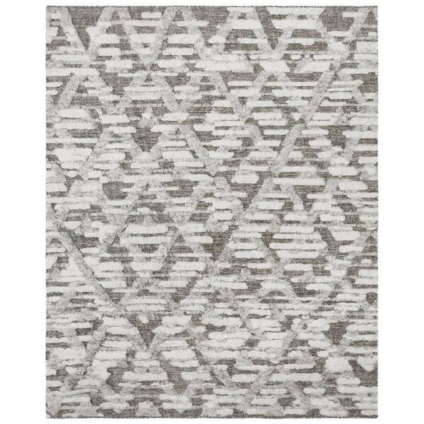 EORC Ivory 9 ft. x 12 ft. Area Rug Hand Knotted Wool Transitional High ...