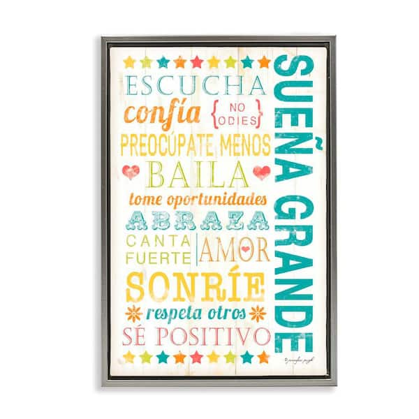 Stupell Industries Dream Big Guide by Jennifer Pugh Gray Floater Frame Typography Graphic Art Print 31 in. x 21 in.