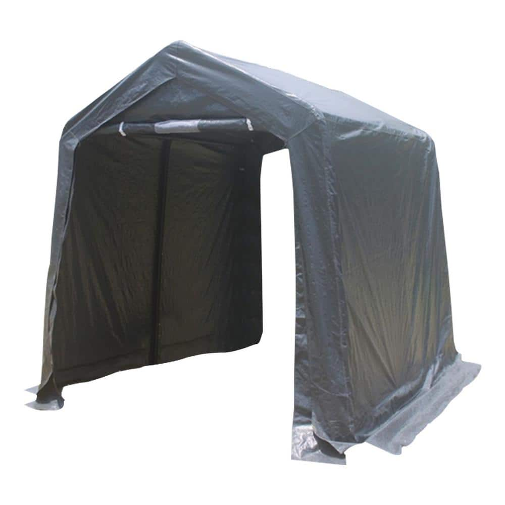 Huluwat 7 ft. W x 12 ft. D x 7.5 ft. H Gray Roof Steel Carport, with 2 Roll Up Zipper Doors and Vents, Waterproof, UV Resistant