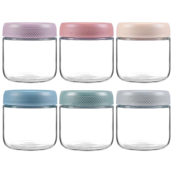 Numhew 6-Pack 10 oz. Glass Jars with Multi-Color Airtight Lids