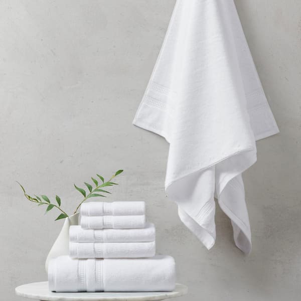 Pure Living Washcloth + Hand + Bath Towel Set of 6Pc White New
