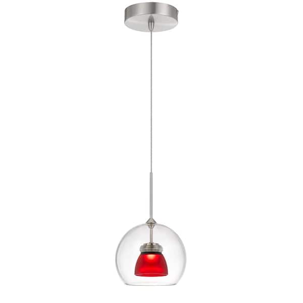 CAL Lighting 5.5 in. Integrated LED Clear Red Frost Metal and Glass Indoor Pendant