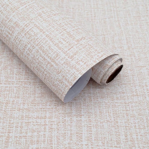 Khaki Textured Modern Grasscloth Self-Adhesive Removable Peel and Stick Wallpaper Roll, 15.7" x 120"
