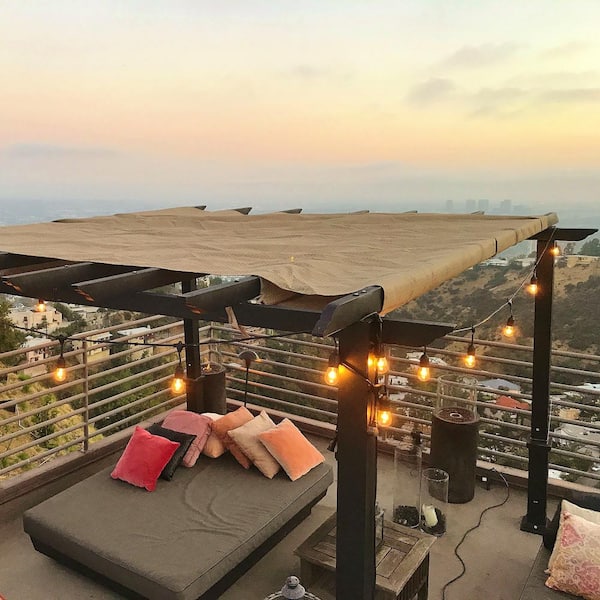 Outdoor/Indoor 48 ft. Plug-in S14 Incandescent Black String Light with Clear Bulbs Included 15 Sockets (1-Pack)