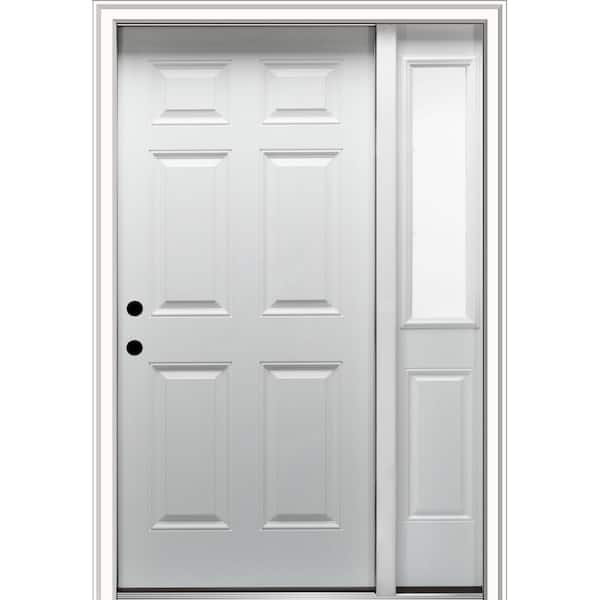 MMI DOOR 53 in. x 81.75 in. 6-Panel Right-Hand 6-Panel Primed Steel Prehung Front Door with One Sidelite on 6-9/16 in. Frame