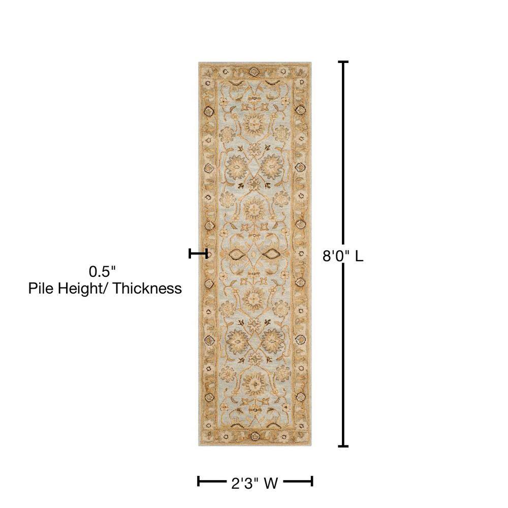 Light Blue Handmade Wool Tufted Runner Rug