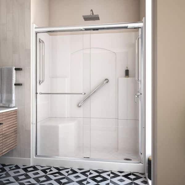Accessible Living Alliance Plus 60 in. L x 32 in. W x 77.5 in. H Alcove Right Drain Shower Door Kit in Chrome