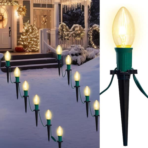 Christmas Pathway Lights, 30.75 ft. 24 Bulbs/Icicle Outdoor Christmas Decorations Lights Warm White