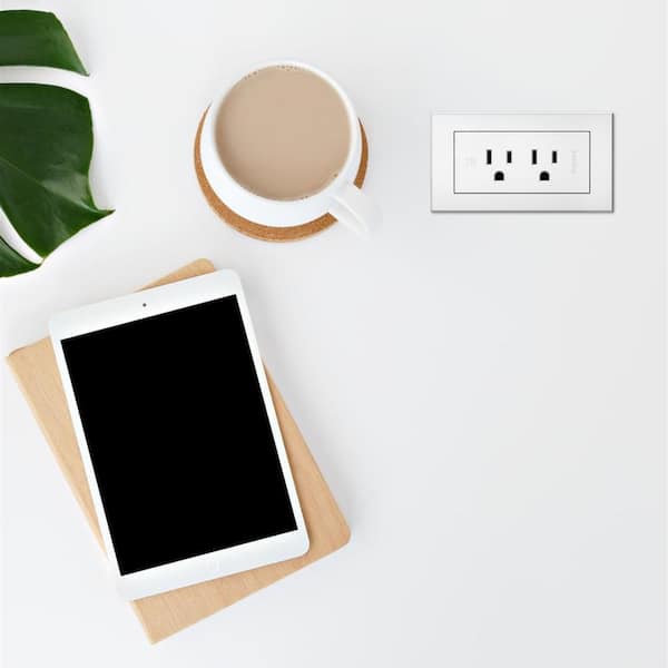 radiant 15 Amp White 2-Outlet Recessed Furniture Power Strip with 6 Ft. Cord