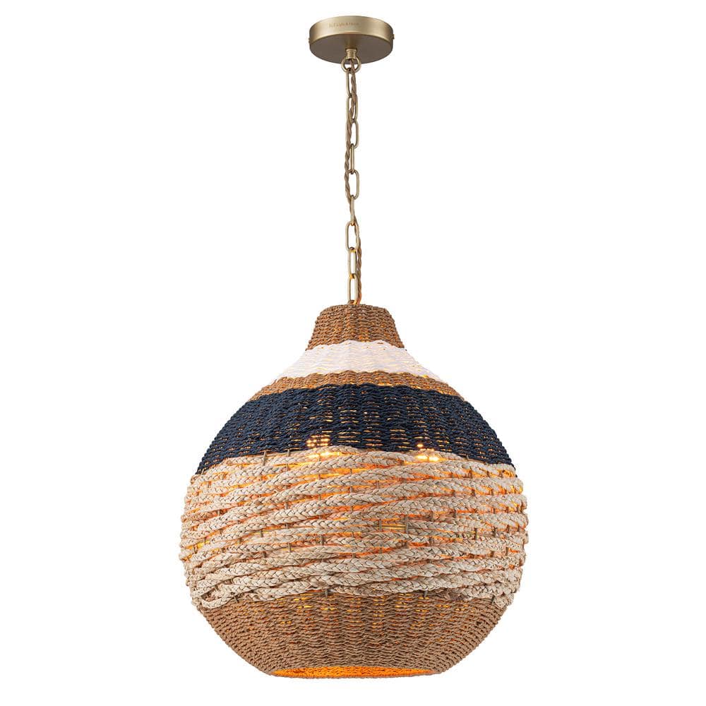 ELE Light & Decor Dylan 14 in. Wide 3-Light Chandelier Woven Shade