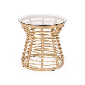 San Pedro 15.80 in. Light Brown Round Metal Outdoor Side Table
