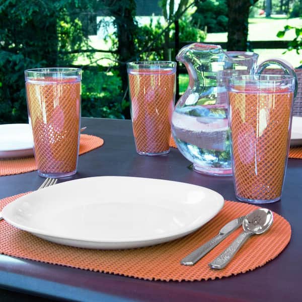 Fishnet Oval Placemat in Spice Orange (Set of 12) Fishnet Oval Placemat in Spice Orange (Set of 12)