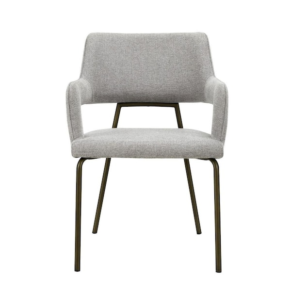 Childers Grey Fabric and Antique Brass Dining Chair