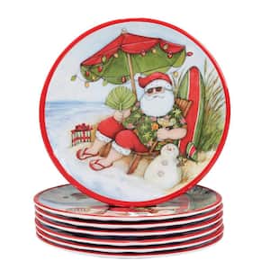 Santa's Wish Assorted Colors Melamine Salad Plate (Set of 6)