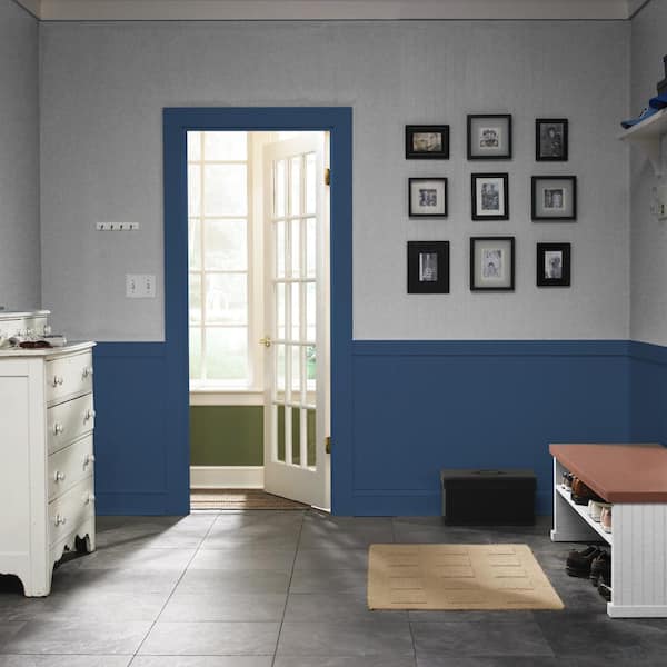 BEHR PREMIUM 1 gal. #M520-7 Admiral Blue Semi-Gloss Enamel  Interior/Exterior Cabinet, Door & Trim Paint 712301 - The Home Depot
