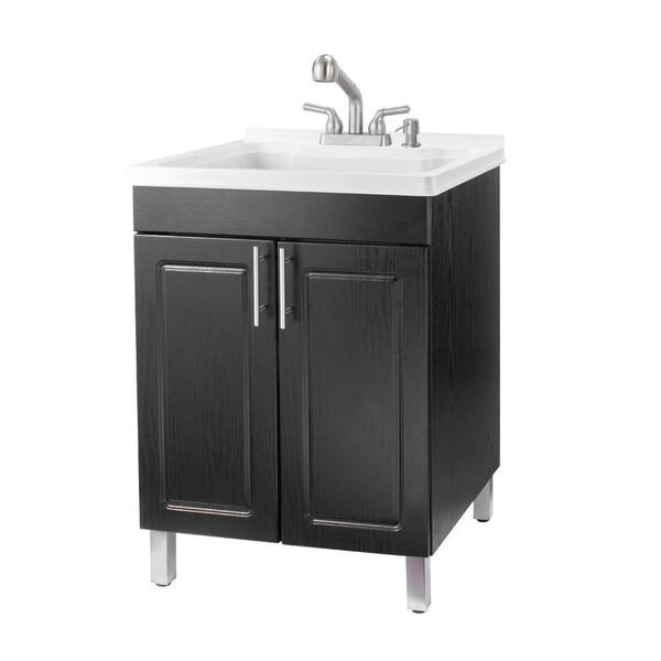 TEHILA 18 Gallon Thermoplastic Drop-in Laundry Sink with Cabinet, Faucet & Soap Dispenser