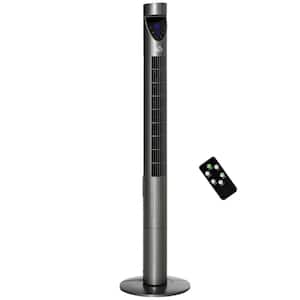 11.75 in. 3 Fan Speeds Tower Fan in Grey with Air Filter, 12H Timer, and Remote Control