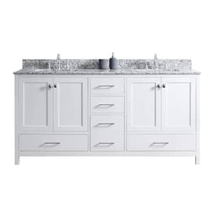 Virtu Usa Caroline Madison 72 In W Bath Vanity In White With Granite Vanity Top In Arctic White Granite With Round Basin Gd 28072 Awro Wh Nm The Home Depot