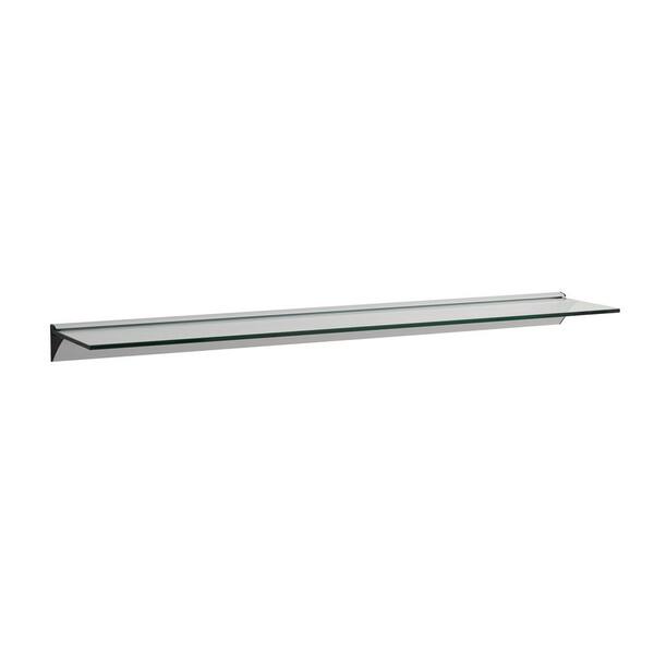 DANYA B 32 in. Modern Clear Glass Floating Shelf on Aluminum Bar