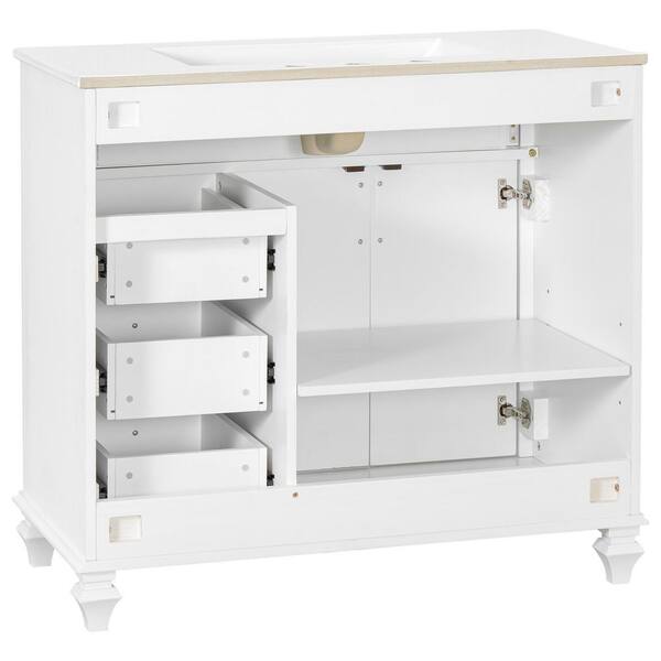 Ziyudura 36 in. Single Sink Freestanding White Bath Vanity with