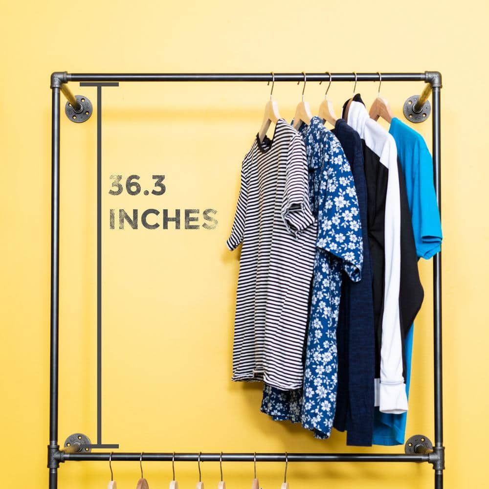 Industrial Black Steel Double Hung Clothing Rack