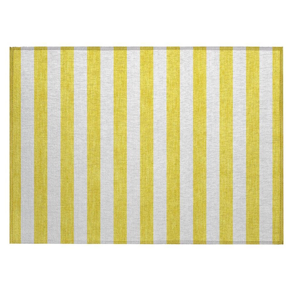 Yellow and White 2 ft. x 3 ft. Woven Striped Polyester Rectangle Indoor/Outdoor Area Rug price history on PriceWatchPro