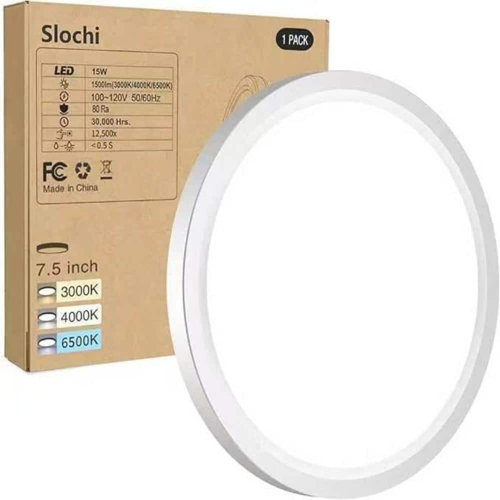 7.5-Inch Ultra-Thin LED Flush Mount 100W Equivalent 3000K 4000K 6500K Flat White for Living Room price history on PriceWatchPro