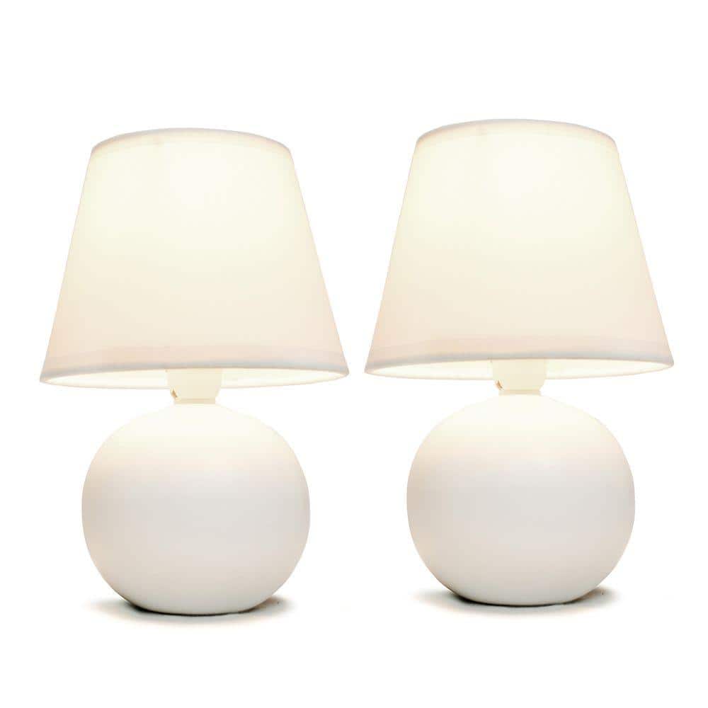 Off-White Mini Ceramic Globe Table Lamp Set for Kids