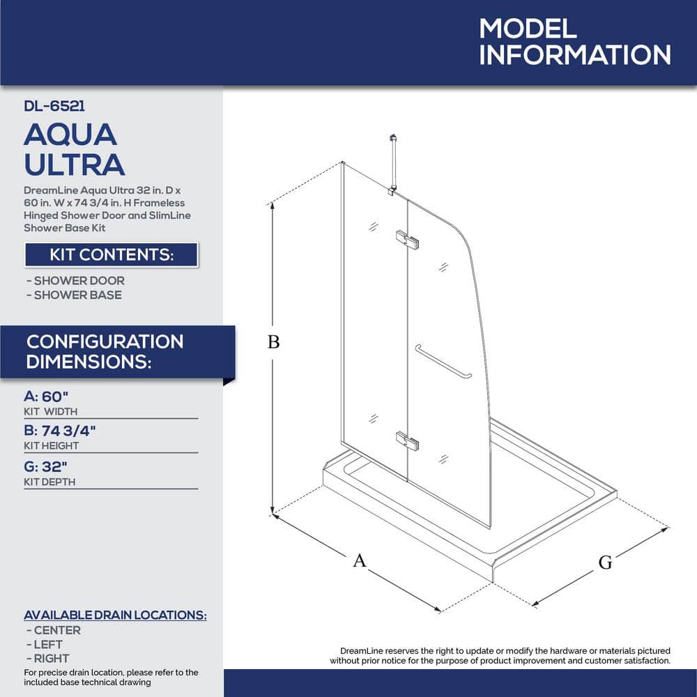 Aqua Ultra Frameless Clear Glass Hinged Shower Kit with Brushed Nickel Hardware